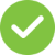A green circle with a white check mark in the center, symbolizing approval or confirmation, often used to indicate a professional installation or trusted gutter guard with a 40-year warranty.